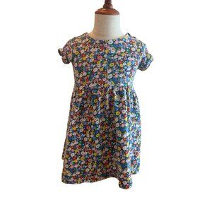 Miniboden Girls Floral Dress Size 3–4Y Blue Multicolor Short Sleeve